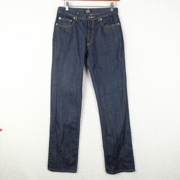APC Jeans Mens 28X30 Blue Dark Wash Straight Leg New Cure F Heavyweight Denim - Picture 1 of 10